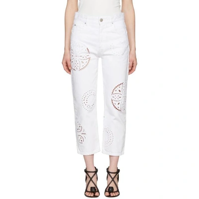 Shop Isabel Marant White Ronnie Broderie Anglaise Jeans In 20wh White