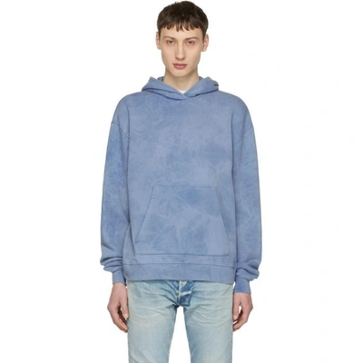 Shop John Elliott Blue Oversized Cropped Hoodie In Mrblocean