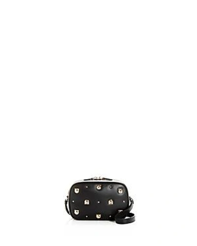 Shop Ferragamo Medium Gancio Studded Crossbody In Nero Black/gold