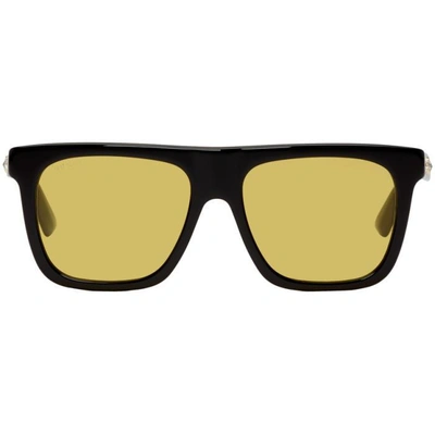 Shop Gucci Black And Yellow Crystal Sunglasses In 1172 Blk/yl