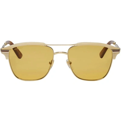 Shop Gucci Gold Retro Cruise Sunglasses In 004 Gold