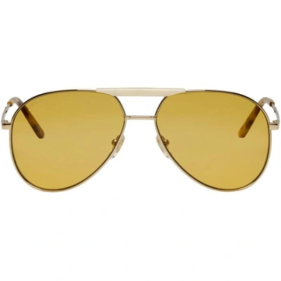 Shop Gucci Gold Cruise Pilot Sunglasses In 004 Gold