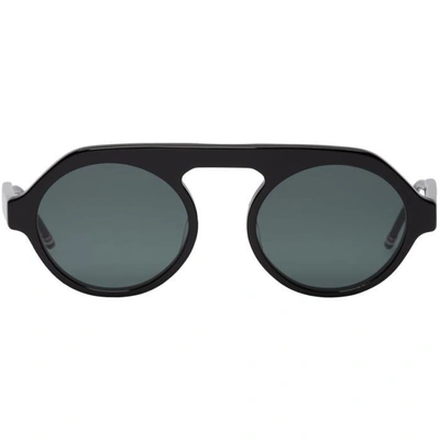 Shop Thom Browne Black And Dark Grey Tb-413 Sunglasses In Blkdkgry