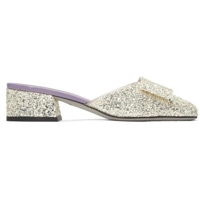 Shop Victoria Beckham Silver Glitter Harper Slippers In Silver 625