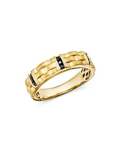 Shop Bloomingdale's Men's Black Diamond Ring In Satin-finish 14k Yellow Gold, 0.20 Ct. T.w. - 100% Exclusive In Black/gold