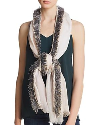 Shop Gaynor Color-block Fringed Oblong Scarf - 100% Exclusive In Pink/light Gray