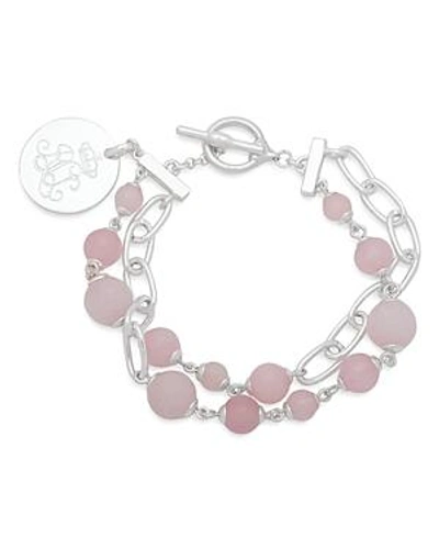 Shop Laurèn Lauren Ralph Lauren Link And Stone Double Strand Pendant Bracelet In Pink/silver