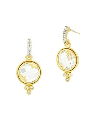 Shop Freida Rothman Fleur Bloom Mini Faceted Drop Earrings In Silver/gold