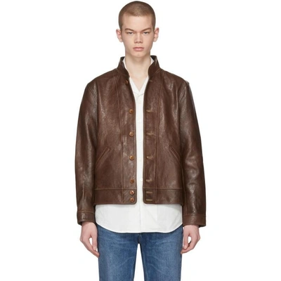 Levi's Levis Vintage Clothing Brown Menlo Cossack Leather Jacket In  Gldn.brwn | ModeSens