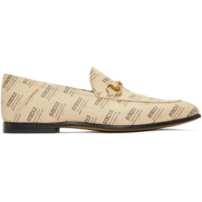 Shop Gucci Off-white All Over Logo Stamp Brixton Loafers In 9355 Offwhi