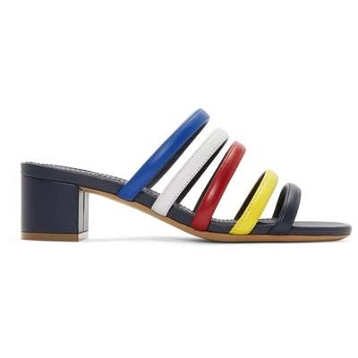 Shop Mansur Gavriel Multicolor Multi Strap Sandals In Blu Multi