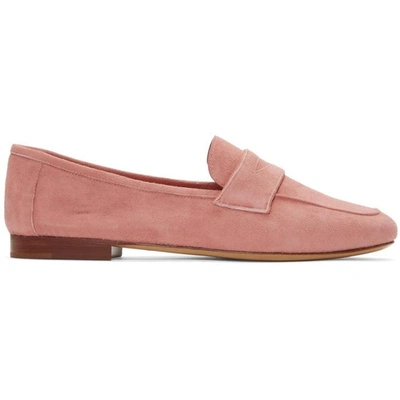 Shop Mansur Gavriel Pink Suede Classic Loafers In Blush