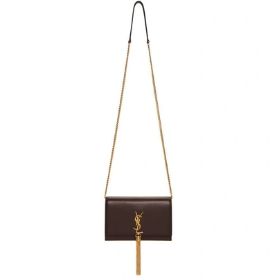 Shop Saint Laurent Brown Kate Tassel Chain Wallet Bag