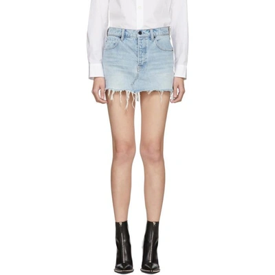 Shop Alexander Wang Blue Denim Five-pocket Zip Miniskirt In 108 Bleach