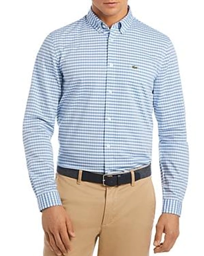 Shop Lacoste Casual Long Sleeve Button-down Shirt In Rill Blue/white