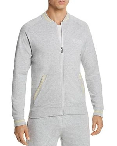 Shop Hugo Boss Authentic Loungewear Zip-up Jacket In Gray