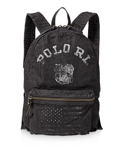 Shop Polo Ralph Lauren Bulldog Denim Backpack In Black