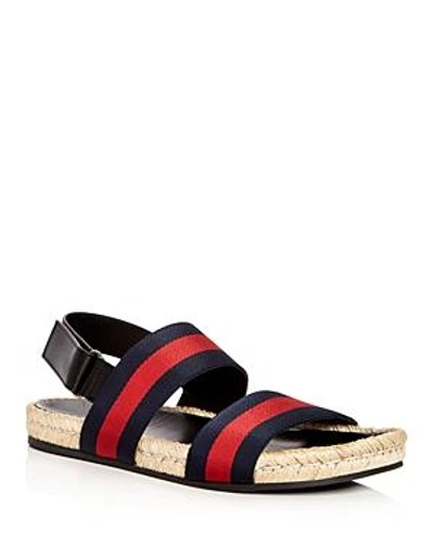 Shop Gucci Men's Striped Sandals In Nero/vrv