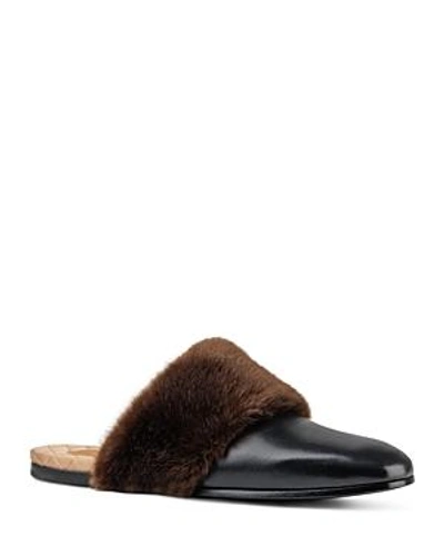 Shop Gucci Men's Faux Fur Slippers In Brown Multi