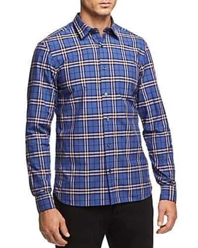 Shop Burberry Alexander Plaid Button-down Shirt In Steel Blue