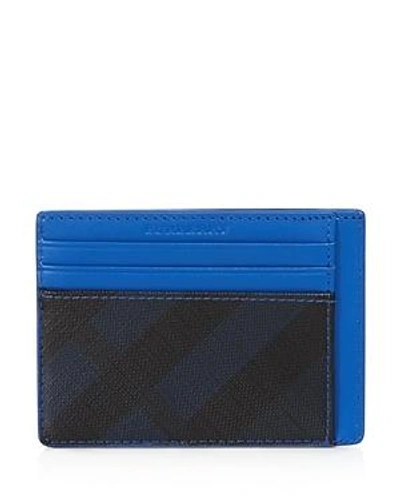 Shop Burberry Contrast Trim Smoke Check Card Case In Navy/blue