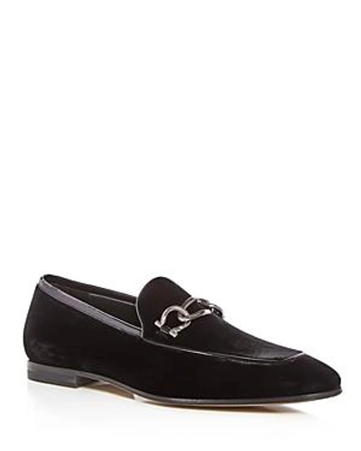 Shop Ferragamo Men's Velvet & Patent Leather Apron Toe Loafers In Nero