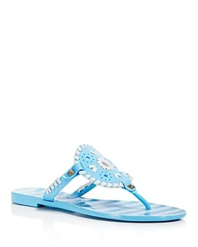 Shop Jack Rogers Women's Georgica Striped Jelly Thong Sandals In Blue/white