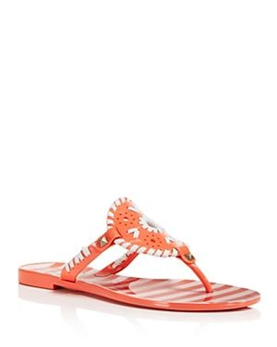 Shop Jack Rogers Women's Georgica Striped Jelly Thong Sandals In Geranium/white