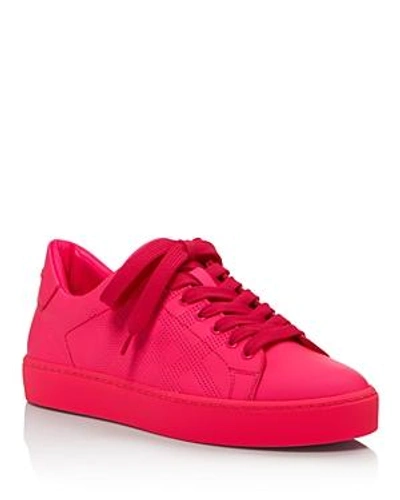 Shop Burberry Women's Westford Perforated Leather Low Top Lace Up Sneakers In Neon Pink