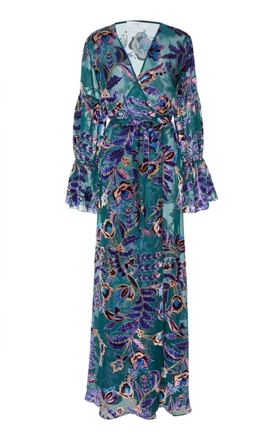 Shop Patbo Burnout Velvet Maxi Wrap Dress In Print