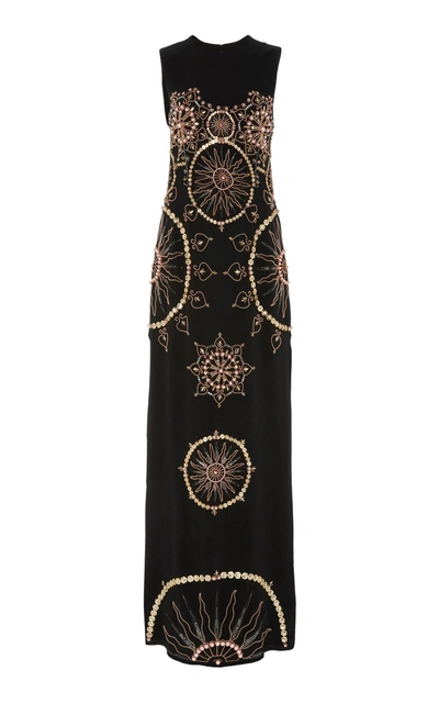 Shop Cucculelli Shaheen Sol Invictus Heavy Silk Georgette Dress In Black