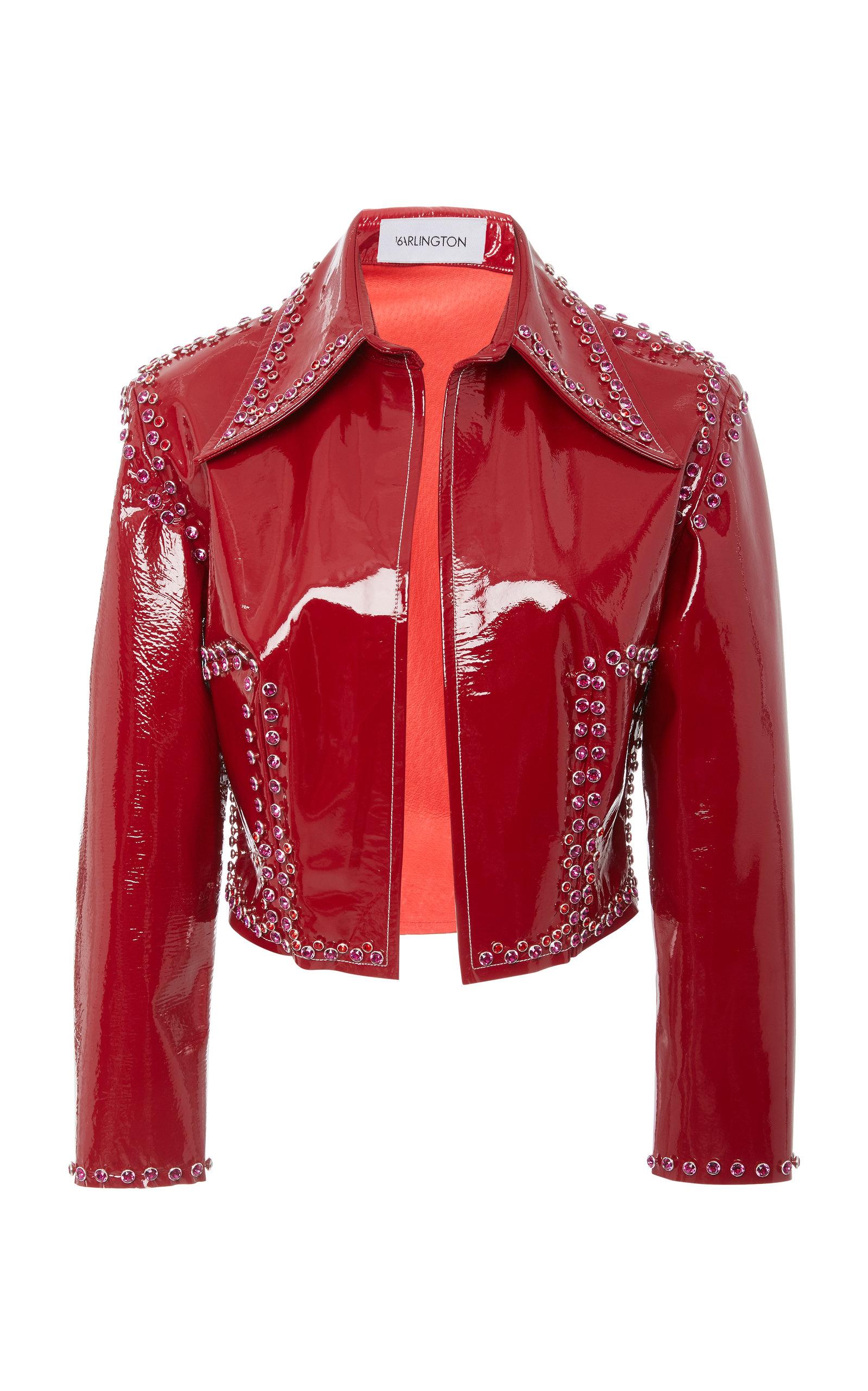 16arlington Studded Patent Leather Cropped Jacket In Red | ModeSens