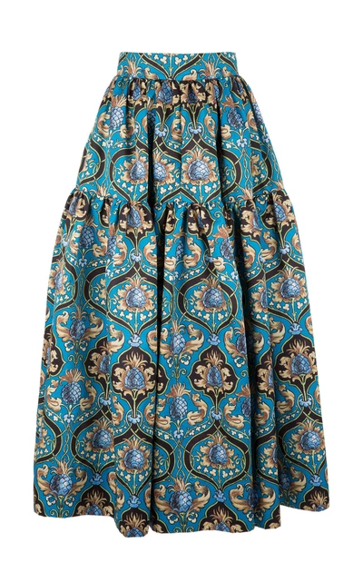 Shop La Doublej Oscar Midi Skirt In Blue