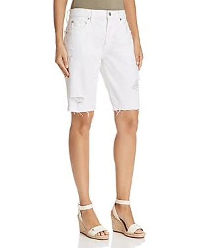 Shop 7 For All Mankind High Rise Bermuda Denim Shorts In White Fashion 4