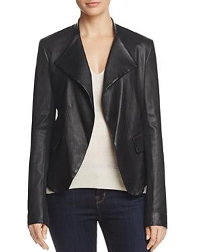 Shop Theory Peplum-detail Leather Blazer In Black
