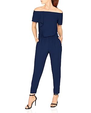 navy off the shoulder jumpsuit