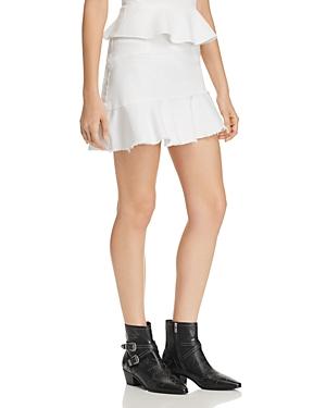 white ruffle hem jeans