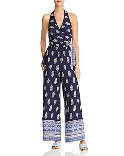 Shop Band Of Gypsies Bandana Wide-leg Jumpsuit In Navy White