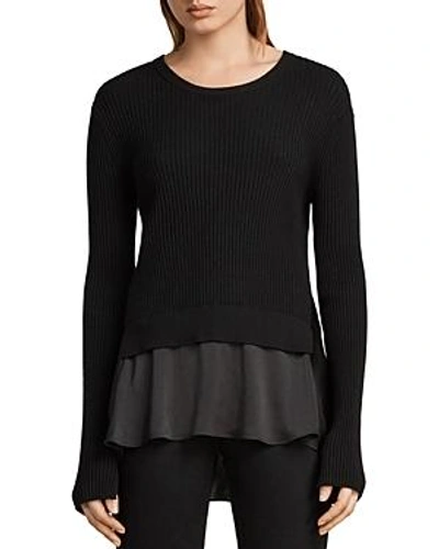Shop Allsaints Taya Layered-look Sweater In Black
