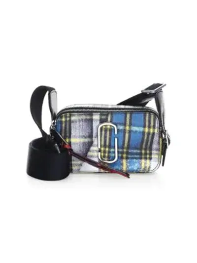 Shop Marc Jacobs The Snapshot Tartan Leather Camera Bag In Blue Multi