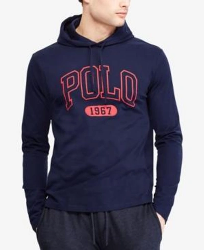 Shop Polo Ralph Lauren Men's Classic-fit Graphic Hoodie In Navy