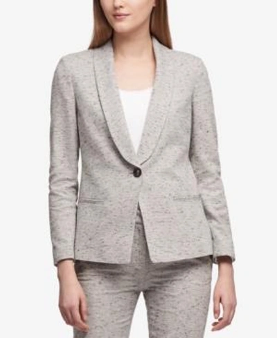 Shop Dkny One-button Blazer, Created For Macy's In Black Comobo