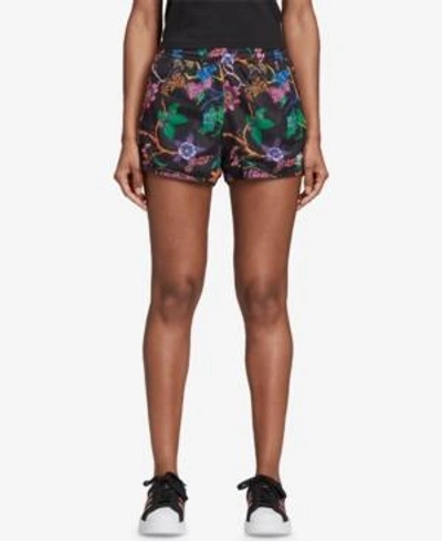 Shop Adidas Originals Garden Print Reversible Shorts In Black Floral
