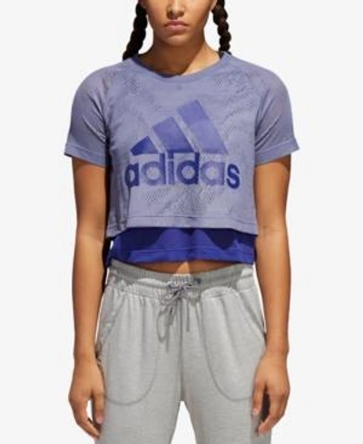Shop Adidas Originals Adidas Id Layered Cropped T-shirt In Raw Indigo