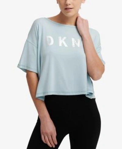 Shop Dkny Sport Overlap-back Cropped T-shirt In Blue Glow