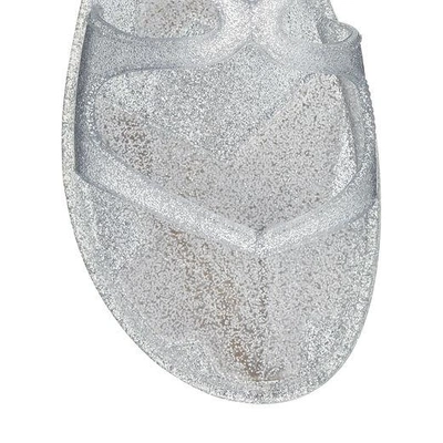 Shop Jimmy Choo Lance Jelly Silver Glitter Rubber Jelly Sandals In Silver/gold