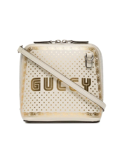 Shop Gucci White Guccy Mini Leather Bag With Stars