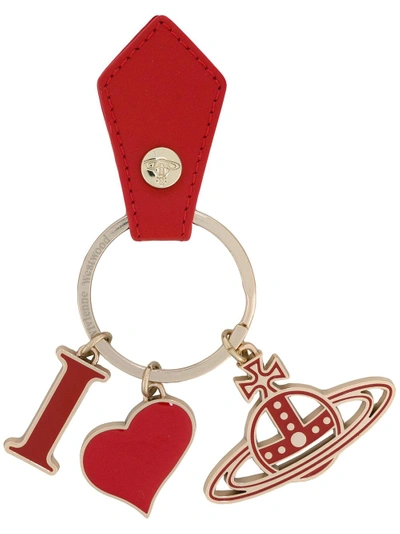 Shop Vivienne Westwood I Love Keychain  In Red