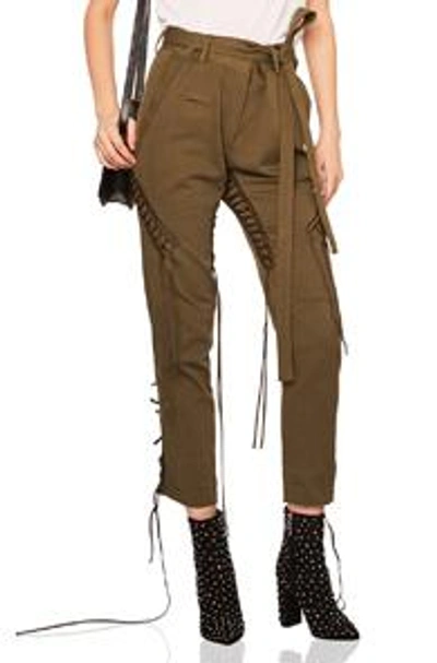 Shop Saint Laurent Lace Up Military Gabardine Pants In Green