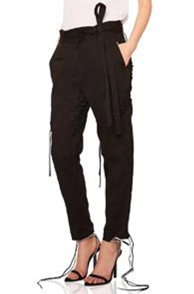 Shop Saint Laurent Lace Up Military Gabardine Pants In Black